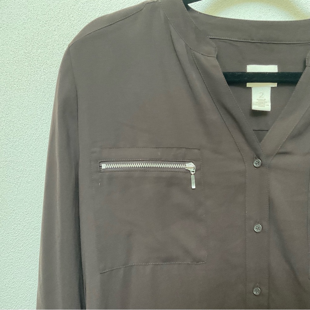Chico's Chocolate Brown Button Down With Zipper P… - image 2